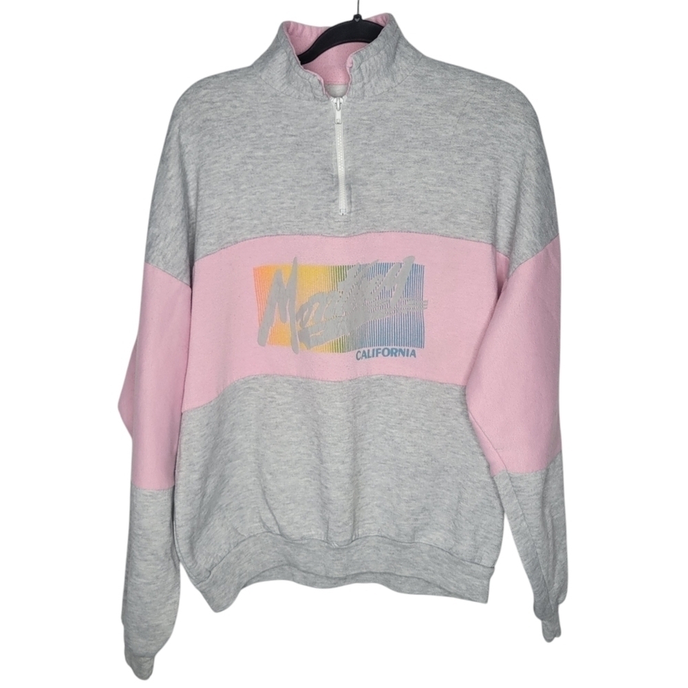 Vintage 90s Monterey California Pastel Collared Pullover Quarterzip Size XL